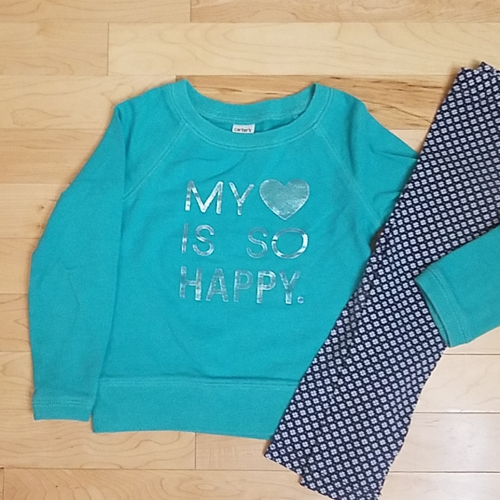 Carter's 2 piece set, sweatshirt & leggings 3T